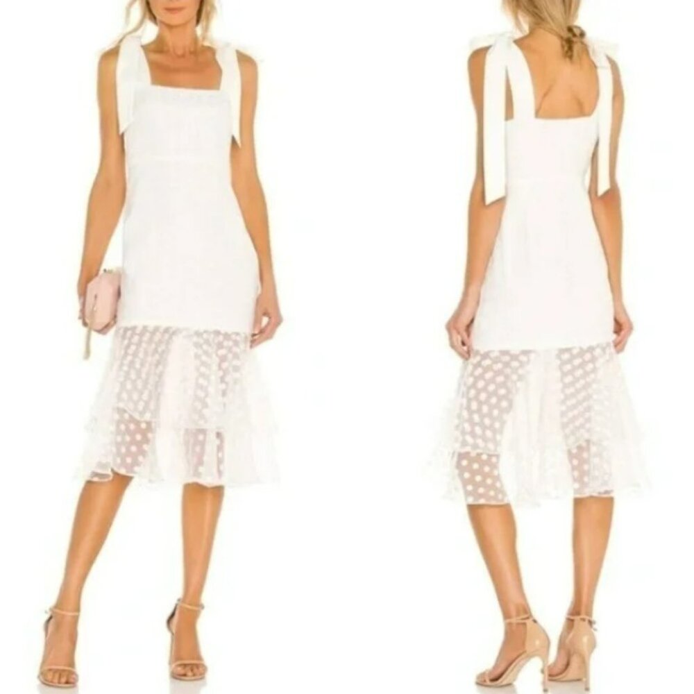 Lovers and Friends Revolve White Polka Dot Day Keeper Midi Dress Sz S